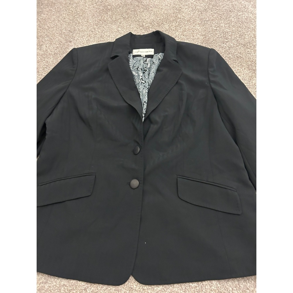 Jones New York Suit Blazer Womens 16 Black Excellent Paisley Lining Stretch - Picture 5 of 12
